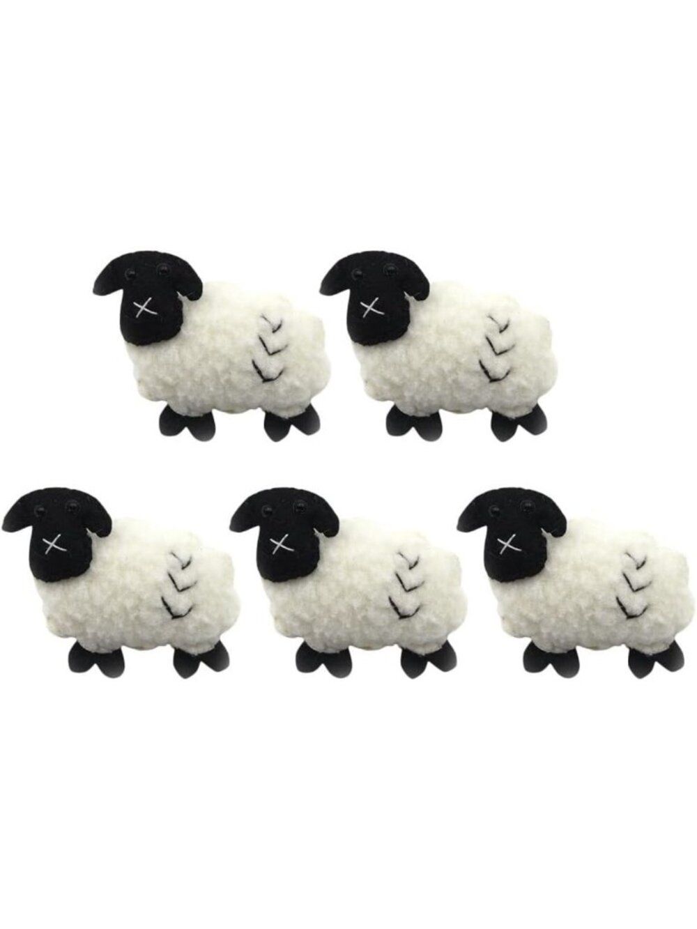 5 Mini Wool Felt Sheep Craft Embellishments - Cute DIY Decor & Accessories